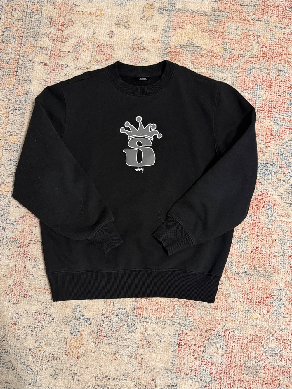 Men’s Stussy Black Graphic Crewneck Sweatshirt